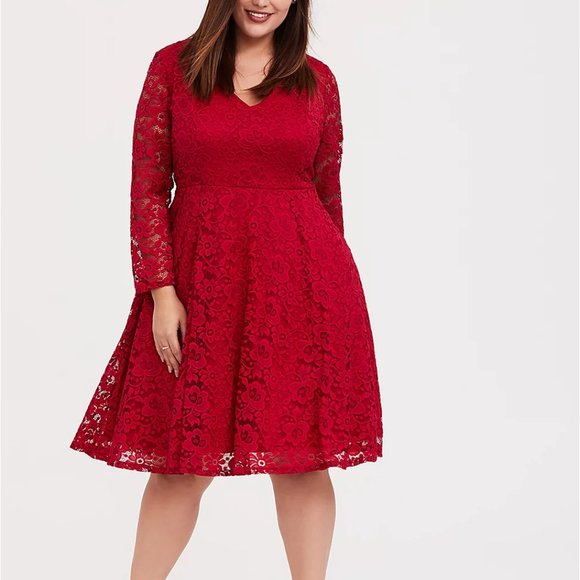 torrid Dresses & Skirts - Torrid 4X Dress Red Lace Skater Party Plus Size